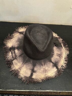 Susan Carrolan Frayed Tie-Dye Straw Fedora